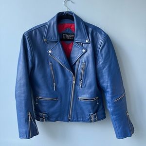 Mint condition blue straight to hell defender jacket. REAL LEATHER